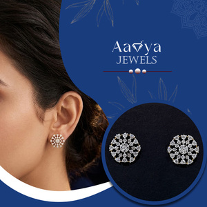 Pendientes de Diamantes Cultivados en Laboratorio, Corte Brillante Redondo, 56 Unidades, Oro Sólido de 9K, Certificados por HRD, para Mujer, Bodas y Fiestas - Product Image 1