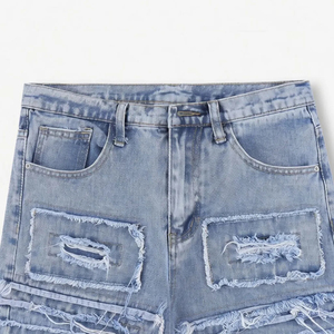 Shorts Bermuda en toile légère délavée pour homme, taille mi-haute, fermeture boutonnée, respirant, séchage rapide, écologique, style urbain, en coton TRACK - Product Image 5