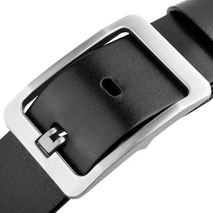 Ceinture Formelle en Cuir Véritable pour Homme, Cuir de Vachette, Couleur Unie, Boucle Rectangulaire à Ardillon Argenté, Style Professionnel Durable - Product Image 5