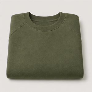 Customize <b>Moss</b> <b>Green</b> Mens Oversized Athletic Wide Rib Crewneck Pullover Sweatshirt Dense Cotton Blend Fleece MCRW-0034 - Product Image 4