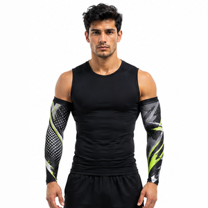 Mangas de compresión deportivas para hombre, personalizadas, transpirables, de secado rápido, elásticas, para fitness, running, ciclismo, entrenamiento, soporte y protección atlética. - Product Image 1