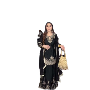 Ensemble de vêtements de fête pour femmes de créateur Sharara Plazzo Dupatta - Product Image 1
