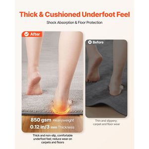 Tapis antidérapant 9 x 12 pieds, double surface en feutre, coussin en caoutchouc, pour sols en bois dur, tapis de protection pour moquette - Product Image 3