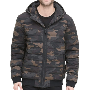 Blouson matelassé à capuche camouflage le plus vendu, respirant, écologique, avec fermeture boutonnée sur le devant, en polyester et coton - Product Image 1