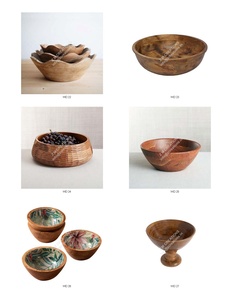 Bol en bois de manguier incurvé, impression personnalisée, revêtement émaillé, bols écologiques pour la table, décoration intérieure, bol à fruits, logo personnalisé - Product Image 5