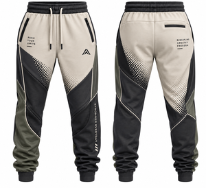 Pantalon de jogging sportif pour homme, sublimé, avec taille élastique et cordon de serrage, en tissu respirant polyester-coton - Product Image 1