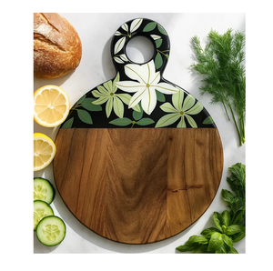 Tabla de Cortar de Madera Única con Revestimiento de Esmalte, Forma Rectangular, 1.5 cm de Grosor, Diseño Floral para Decoración de Cocina y Mesa - Product Image 6