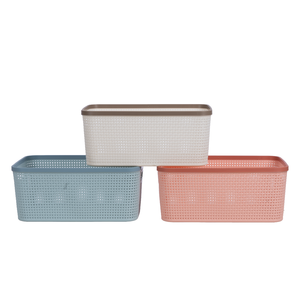 Aesthetic Woven Textured Plastic Storage Basket <b>Large</b> Capacity Hollow Out PP Storage <b>Bin</b> for Home Sundries - Product Image 4