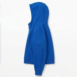 Sudadera con Capucha Azul para Mujer, con Cierre, Personalizable con Logotipo, de Longitud Corta, Color Sólido, Tejido de Algodón, para Otoño e Invierno, Gran Venta - Product Image 4
