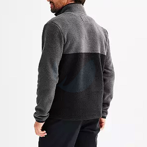 Oversized <b>Sherpa</b> Fleece Hooded Sweatshirt Men O Neck Long Sleeve Polyester Winter Streetwear Zipper Front Patchwork Windproof - Product Image 4