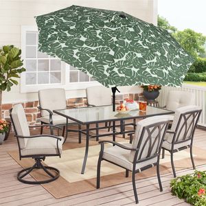 Parasol de patio Monstera de 9 pieds avec manivelle et inclinaison à 3 positions - Product Image 2