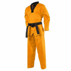 Uniforme de Taekwondo, Camiseta Blanca, Pantalones Rojos, Cinturón Negro, Unisex, Poliéster/Algodón, Duradero, Transpirable, Ropa de Entrenamiento, Talla Adulto, Color - Product Image 5