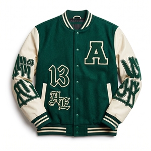 Chaqueta Universitaria de Cuero con Mangas de Lana, Novedad de 2023, Chaqueta Universitaria Personalizada de Alta Calidad, Resistente al Viento y Transpirable - Product Image 3