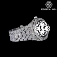 Reloj Analógico de Lujo de Excelente Calidad, Totalmente Blanco, con Diamantes, Resistente al Agua, Caja de Acero Inoxidable, Precio de Exportación
