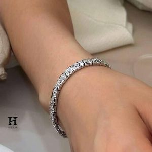 925 Sterling Silver Honeycomb Hexagon Diamond Bracelet Ins Style Flexible Serpentine Chain Bangle Fine Jewelry - Product Image 3