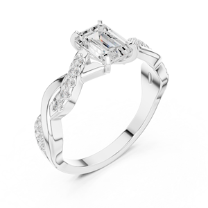 <b>Emerald</b> Cut Diamond Engagement <b>Ring</b> Twisted Band Gold <b>Silver</b> <b>Ring</b> Luxury Bridal Jewelry - Product Image 5