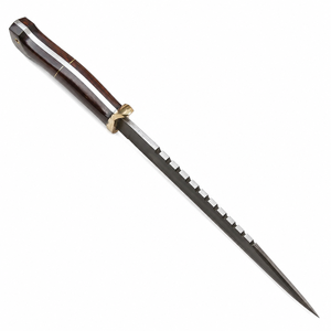 Couteau de survie Bowie en acier Damas pour la chasse, le camping et la randonnée, durable, multi-usage, avec manche en bois et laiton, OEM, clip de fixation inclus - Product Image 2