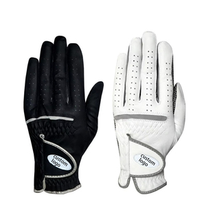 Gant de golf en cuir véritable pour droitier, antidérapant, respirant, évacuant l'humidité, à doigts entiers, avec sangle de poignet réglable - Product Image 1