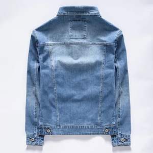 High Quality Men <b>Denim</b> <b>Jacket</b> <b>Custom</b> made anti wrinkle breathable Turn-down Collar Regular Fit Spring Wear Men's <b>Jacket</b> - Product Image 4