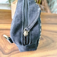 Sac bandoulière enveloppe en cuir véritable, motif lettres, fermeture éclair, style vintage tendance automne-hiver