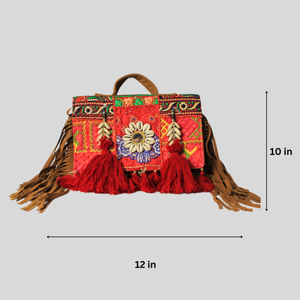 Premium Quality Kambhari <b>Patchwork</b> Red Color Boho Hand <b>Bag</b> Available for Affordable Price from India - Product Image 1