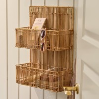 Étagère murale en rotin tressé pour épices, cuisine, chambre, rangement de cosmétiques et livres
