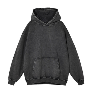 High Quality 100% Cotton Acid Washed Hoodie Lightweight Comfortable High Street Wear Washing Stone Acid Washed <b>Hoodies</b> For Men - Product Image 6
