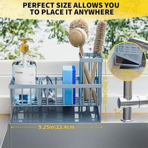 Organizzatore per Lavello con Portaspazzole e Portasponge in Acciaio Inox 304 Antiruggine, Soluzione di Stoccaggio per Dispenser di Sapone da Cucina - Product Image 5