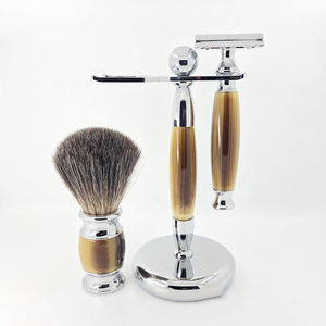 Best Single Blade Safety Traditional Men 3Pcs <b>Shaving</b> <b>Kit</b> Razor Set Bristle <b>Shaving</b> Brush with Stand for Men - Product Image 1