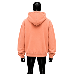 Sudadera con capucha extragrande rosa melocotón con cremallera completa y estampado gráfico Wake Up, estilo urbano informal para hombre - Product Image 2