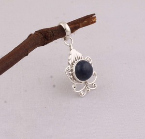 Colgante de Lapislázuli Natural, Plata de Ley 925, Joyería al por Mayor, Collar de Piedra Preciosa Azul Intenso para Mujer, Estilo Vintage Hecho a Mano - Product Image 3