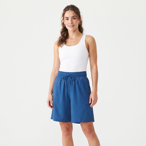 Shorts de Nylon para Mujer con Cintura Ajustable con Cordón y Bolsillos, Shorts Casuales de Felpa 100% Poliéster, Corte Holgado, Cintura Media, Estilo Cargo - Product Image 1