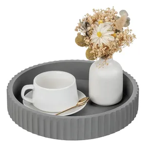 Assiette à gâteau ronde en céramique écologique de style américain, diamètre 10,9 pouces, design minimaliste, passe au lave-vaisselle, couleur grise - Product Image 4