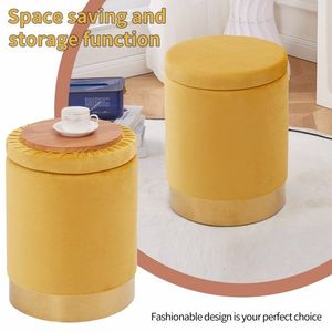 Pouf contenitore moderno da 23Qt con base in metallo, poggiapiedi in velluto, sgabello multifunzionale per toeletta, sedia con seduta ottimale - Product Image 3