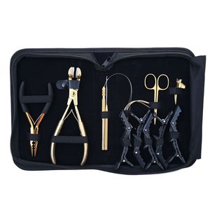 Kit de Herramientas para Extensiones de Cabello: Alicates de Crimpado de Tres Orificios, Herramienta de Presión para Tap-In, Gancho de Bucle, Agujas Curvas, Tijeras, Pinza para Anillos de Separación - Product Image 1