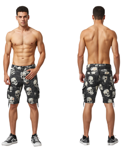 Shorts de Mezclilla Cargo con Estampado de Calavera para Hombre, Ropa Urbana Moderna - Product Image 4