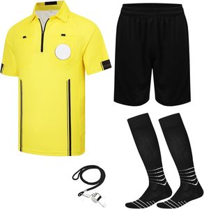 Kit de Árbitro de Fútbol, Camiseta de Árbitro de Fútbol, Pantalones Cortos, Calcetines de Árbitro, Silbato, Tarjeta Roja y Amarilla para Hombre y Mujer, Disfraz de Halloween - Product Image 1