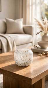 White Gold Speckled <b>Art</b> <b>Deco</b> Glass Table <b>Vase</b> Round Modern Luxury Centerpiece Bowl for Home Wedding Decor - Product Image 4