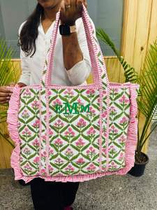 Nouveauté : Sac fourre-tout en coton brodé à volants, sacs à bandoulière matelassés pour femmes, sacs de transport faits à la main - Product Image 2