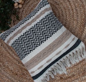 Cojín tejido de yute de algodón orgánico de lujo bohemio, funda de cojín con patrón de flecos de 20x20 pulgadas, sofá decorativo para dormitorio de Hotel y hogar - Product Image 2