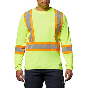 Camiseta de Seguridad de Manga Larga de Alta Visibilidad, Ropa de Trabajo Industrial Reflectante, Transpirable, Cuello Redondo, Uniforme de Construcción e Ingeniería - Product Image 5