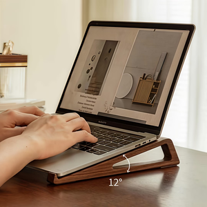 Wood Laptop Stand Adjustable Height Portable <b>Desk</b> <b>Riser</b> Holder Wide Base Stable for Home Office - Product Image 1