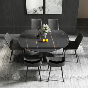 Table basse contemporaine Daystar Trade, plateau géométrique divisé, base moderne sur piétement, plateau en marbre, structure en métal, mobilier de luxe pour la maison - Product Image 2
