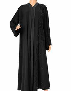 Nouvelle Abaya Noire de Dubaï pour Femmes Musulmanes, Robe de Soirée Longue Faite à la Main, Légère et Élégante avec Perles et Pierres, Style Modeste - Product Image 1