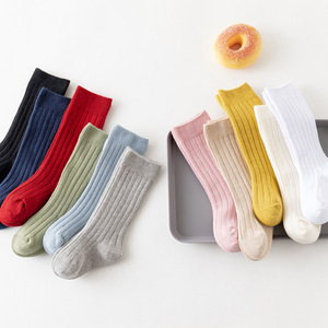 Knee High Cotton <b>Socks</b> Solid Gray Ribbed Knitted Breathable Casual Daily Wear for Adults Winter Season - Product Image 2