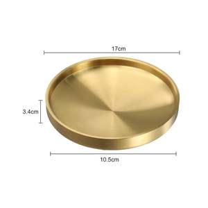 Bandeja Redonda Dorada de Acero Inoxidable, Plato de Metal Pulido, Plato Decorativo para Servir Bebidas, para la Mesa del Comedor del Hogar - Product Image 5