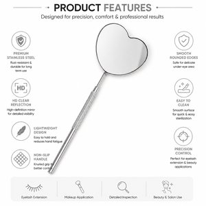 Personalized Heart Shape Stainless Steel Handheld <b>Mirror</b> Silver Finish Single Side 3X <b>Magnifying</b> <b>Makeup</b> Tool - Product Image 4