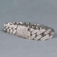Bracelet SHREYA DIAM en Moissanite, maillons cubains, plaqué argent 925, 0,3 mm d'épaisseur, coupe glacée, unisexe, bijoux Hip Hop personnalisés, micro-pavé