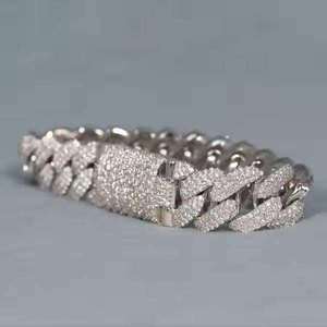 Bracelet en diamants Moissanite SHREYA DIAM, chaîne cubaine, plaqué argent 925, coupe ronde, style hip-hop, unisexe, personnalisable - Product Image 4