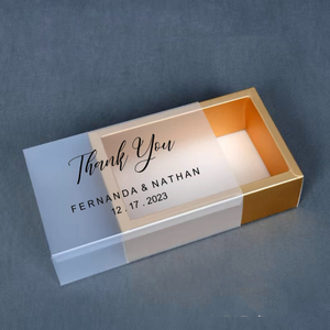 Semi-Clear Frosted PVC Sleeve Drawer <strong>Box</strong> with Custom Hot Stamp Logo for Wedding Party Gift Packaging - Product Image 3